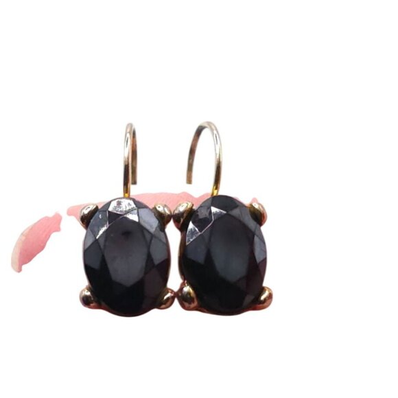 Black Onyx Gold Tone Crystal Drop Earrings - Picture 5 of 5